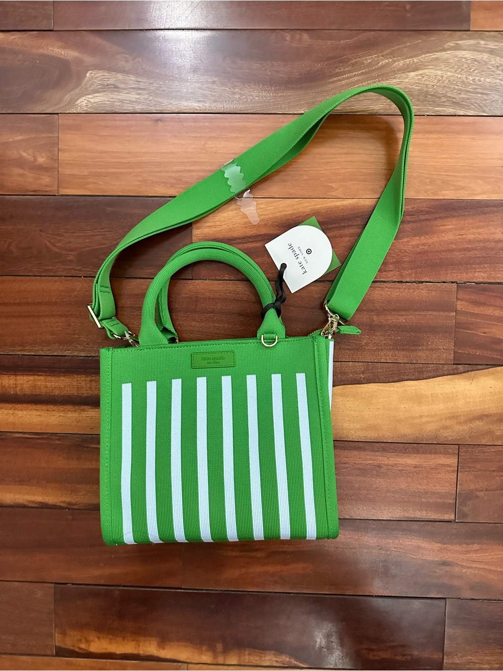 NWT. Kate Spade x Target Green/Baby Blue Striped Crossbody Bag